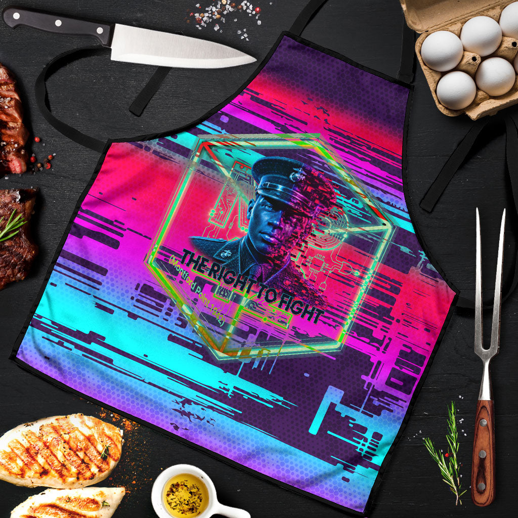 Montford Point Marines Legacy 1942 Apron The Right To Fight Retro Glitch Vaporwave Art