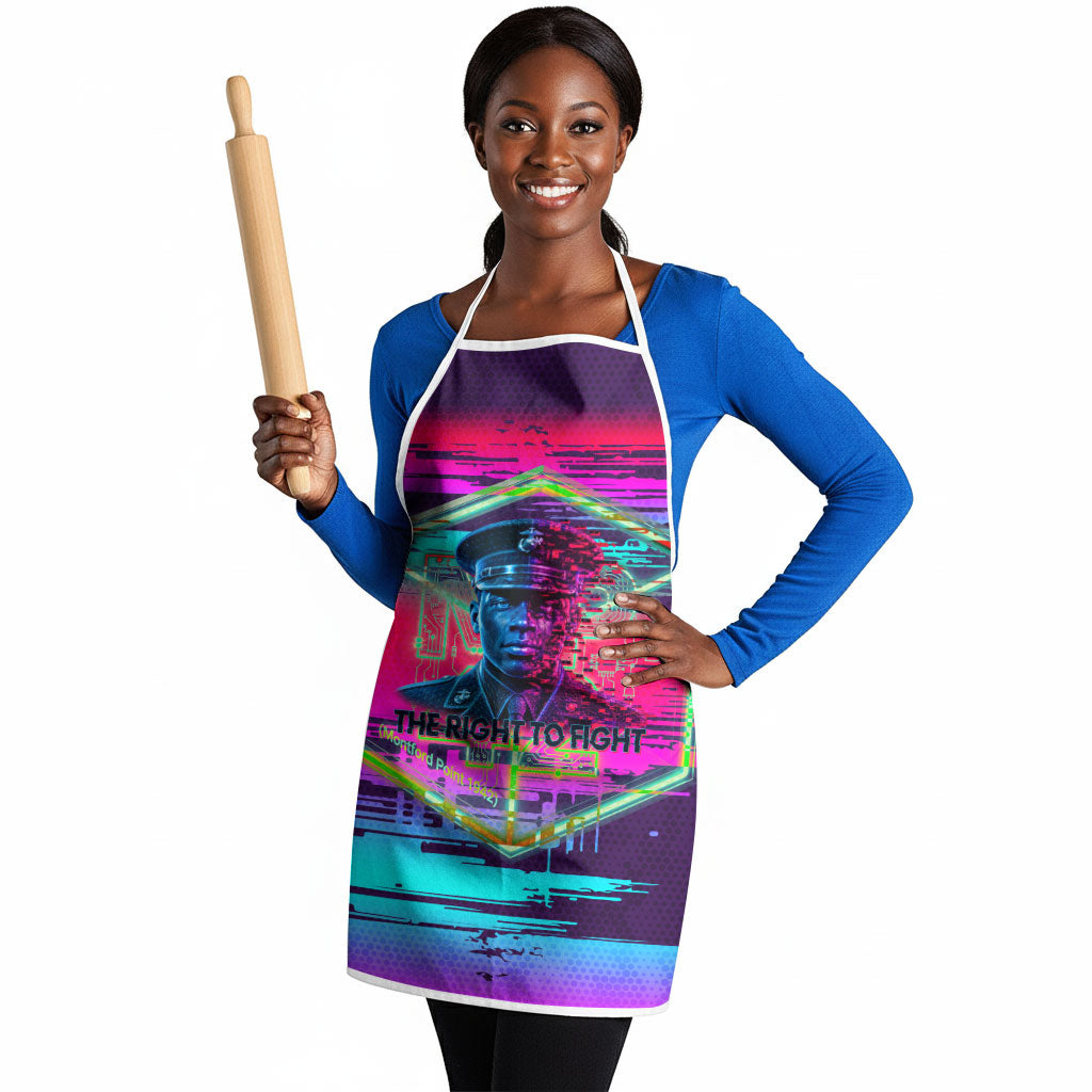Montford Point Marines Legacy 1942 Apron The Right To Fight Retro Glitch Vaporwave Art