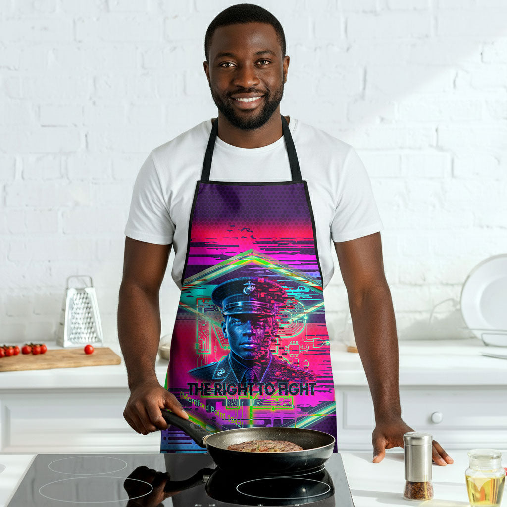 Montford Point Marines Legacy 1942 Apron The Right To Fight Retro Glitch Vaporwave Art
