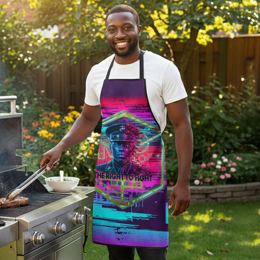 Montford Point Marines Legacy 1942 Apron The Right To Fight Retro Glitch Vaporwave Art