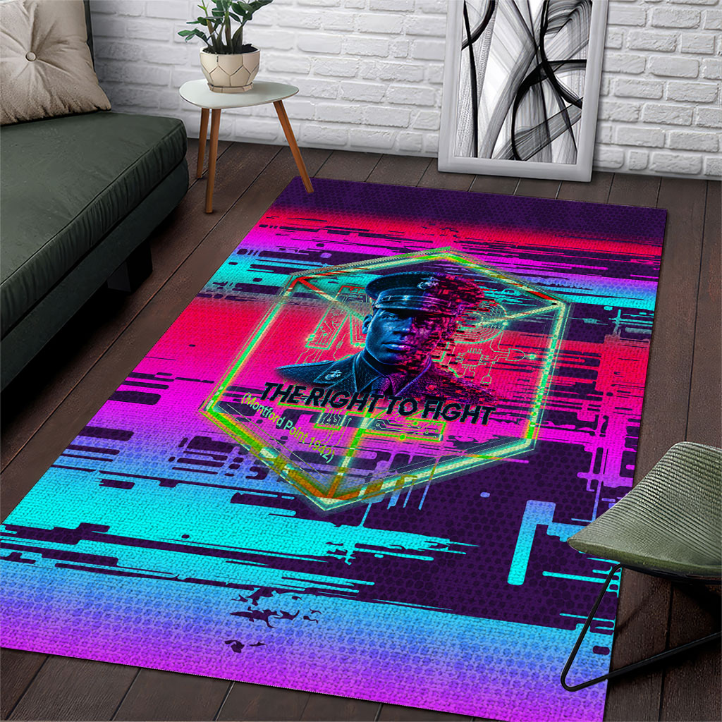 Montford Point Marines Legacy 1942 Area Rug The Right To Fight Retro Glitch Vaporwave Art