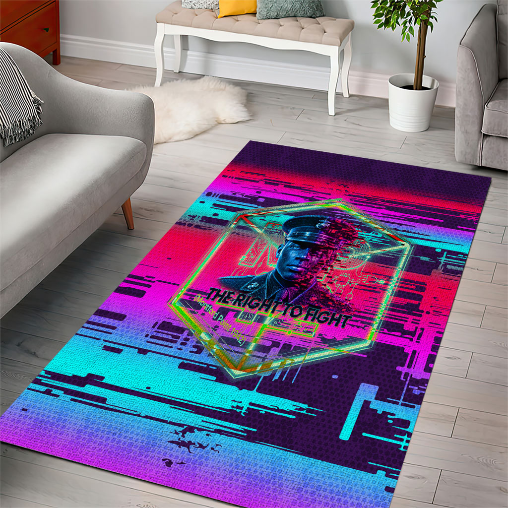 Montford Point Marines Legacy 1942 Area Rug The Right To Fight Retro Glitch Vaporwave Art