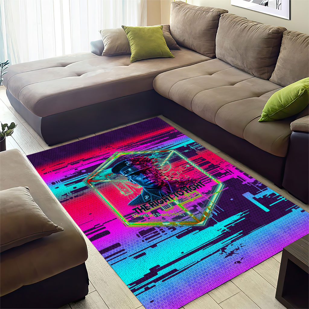 Montford Point Marines Legacy 1942 Area Rug The Right To Fight Retro Glitch Vaporwave Art