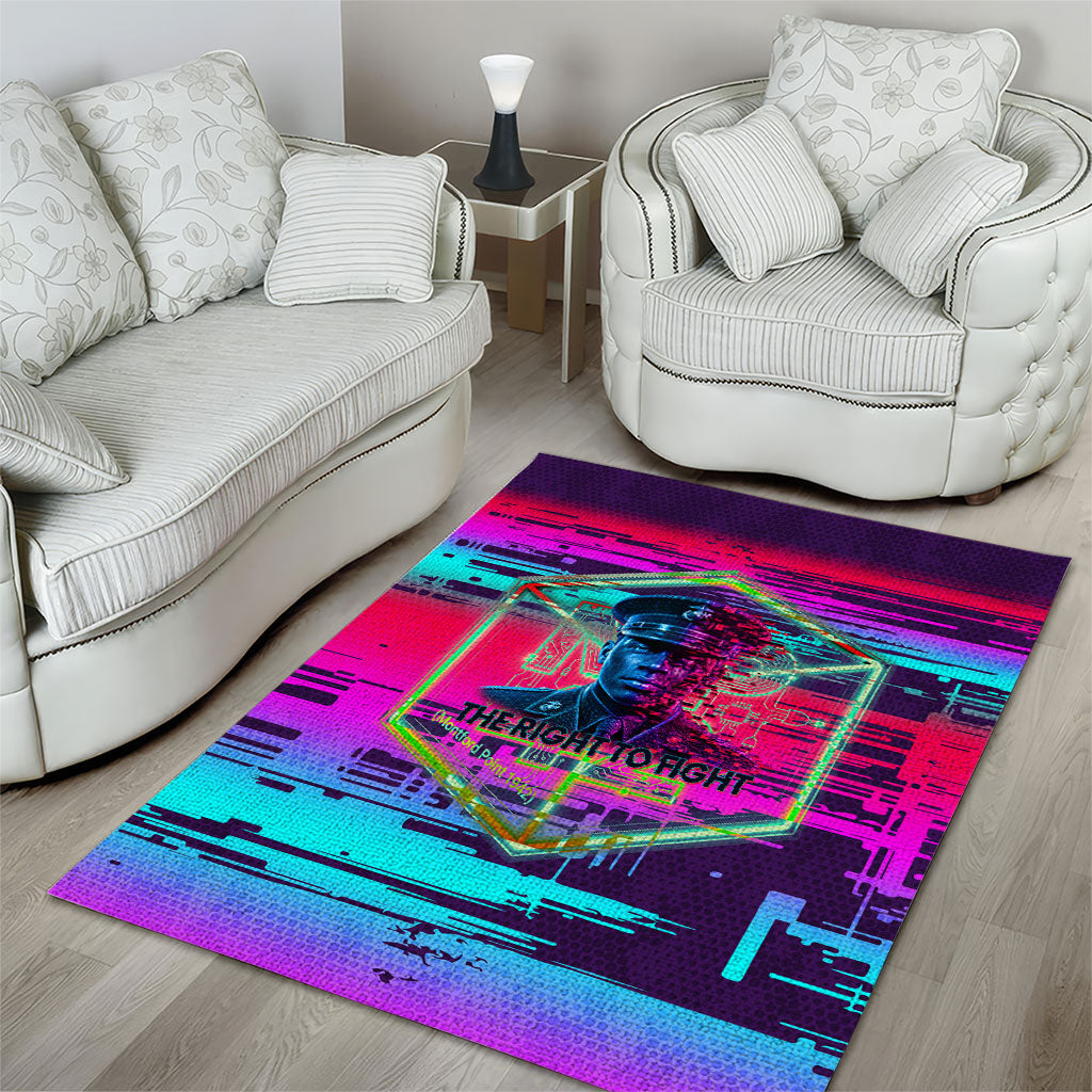 Montford Point Marines Legacy 1942 Area Rug The Right To Fight Retro Glitch Vaporwave Art