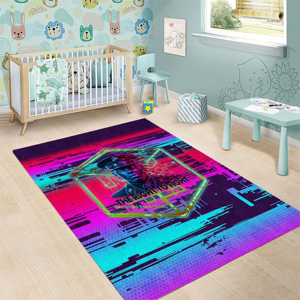 Montford Point Marines Legacy 1942 Area Rug The Right To Fight Retro Glitch Vaporwave Art