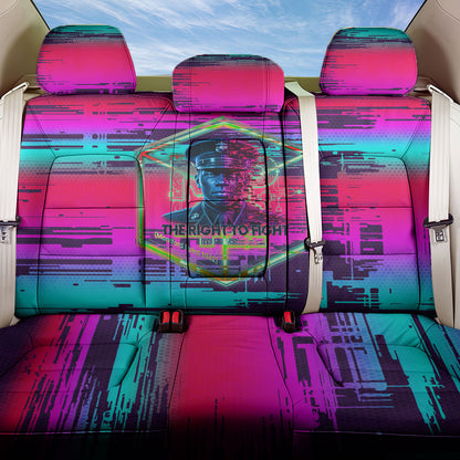 Montford Point Marines Legacy 1942 Back Car Seat Cover The Right To Fight Retro Glitch Vaporwave Art