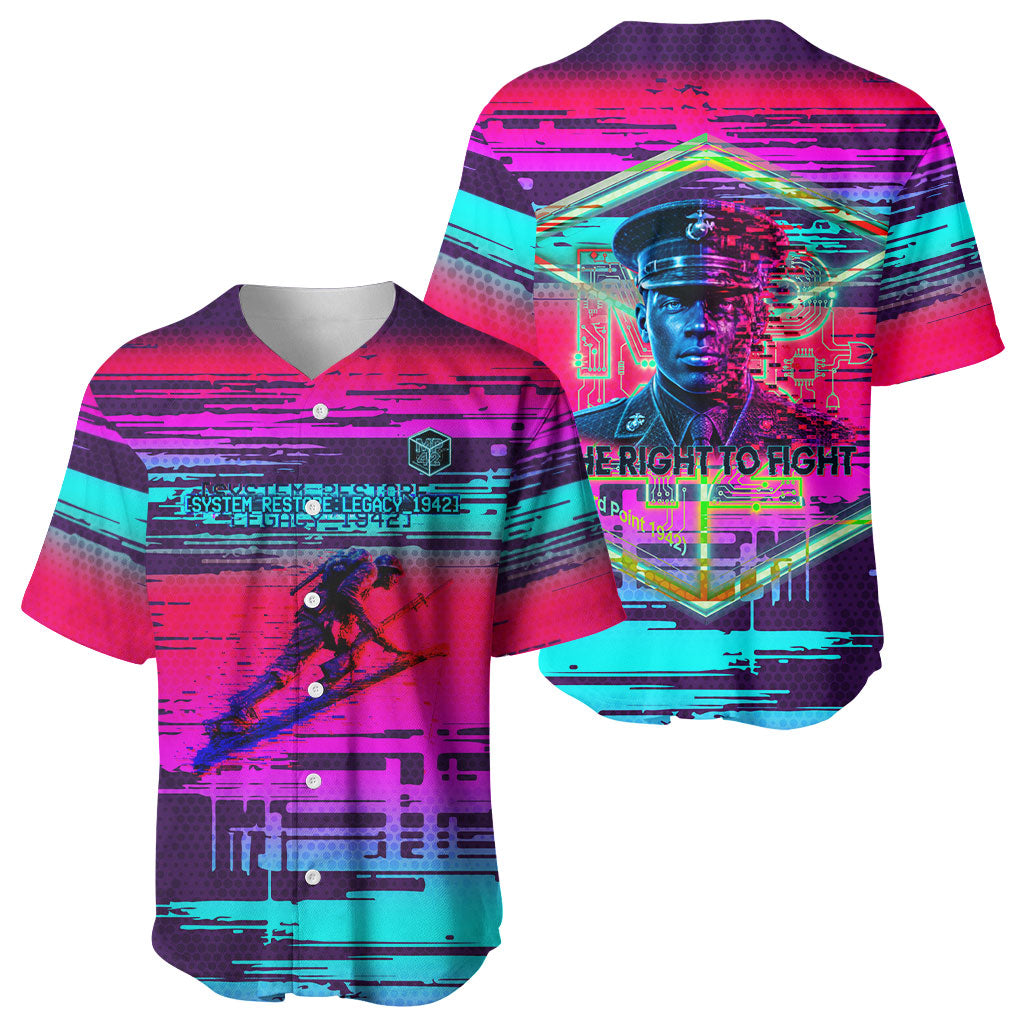Montford Point Marines Legacy 1942 Baseball Jersey The Right To Fight Retro Glitch Vaporwave Art