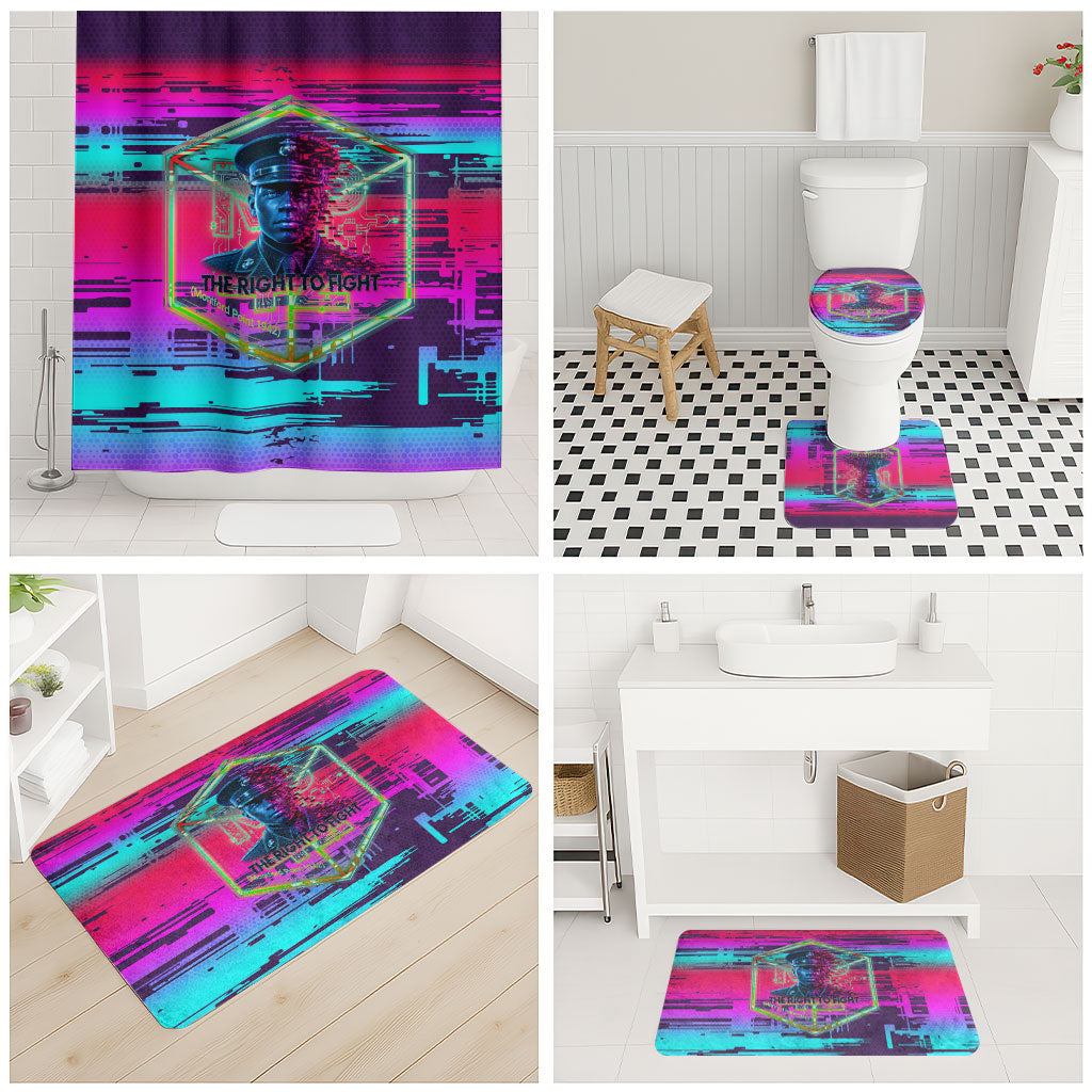 Montford Point Marines Legacy 1942 Bathroom Set The Right To Fight Retro Glitch Vaporwave Art