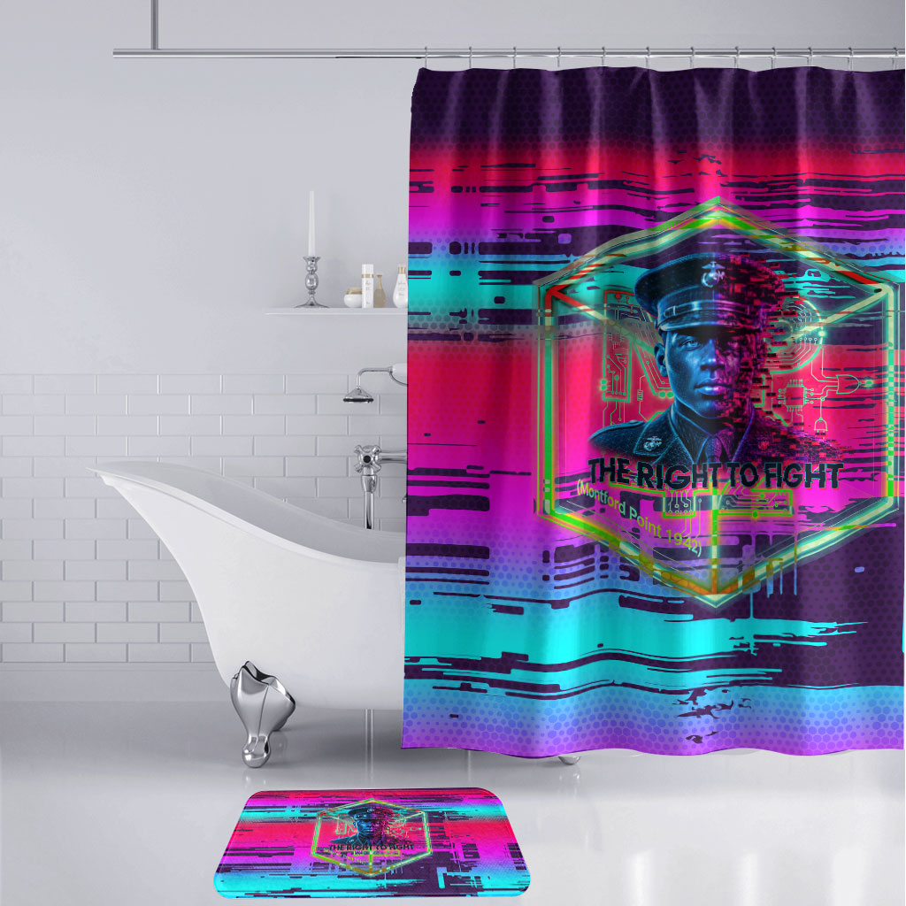 Montford Point Marines Legacy 1942 Bathroom Set The Right To Fight Retro Glitch Vaporwave Art