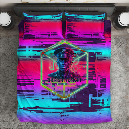 Montford Point Marines Legacy 1942 Bedding Set The Right To Fight Retro Glitch Vaporwave Art