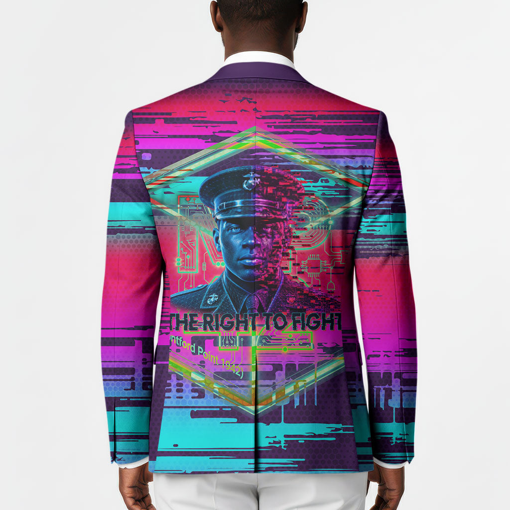 Montford Point Marines Legacy 1942 Blazer The Right To Fight Retro Glitch Vaporwave Art