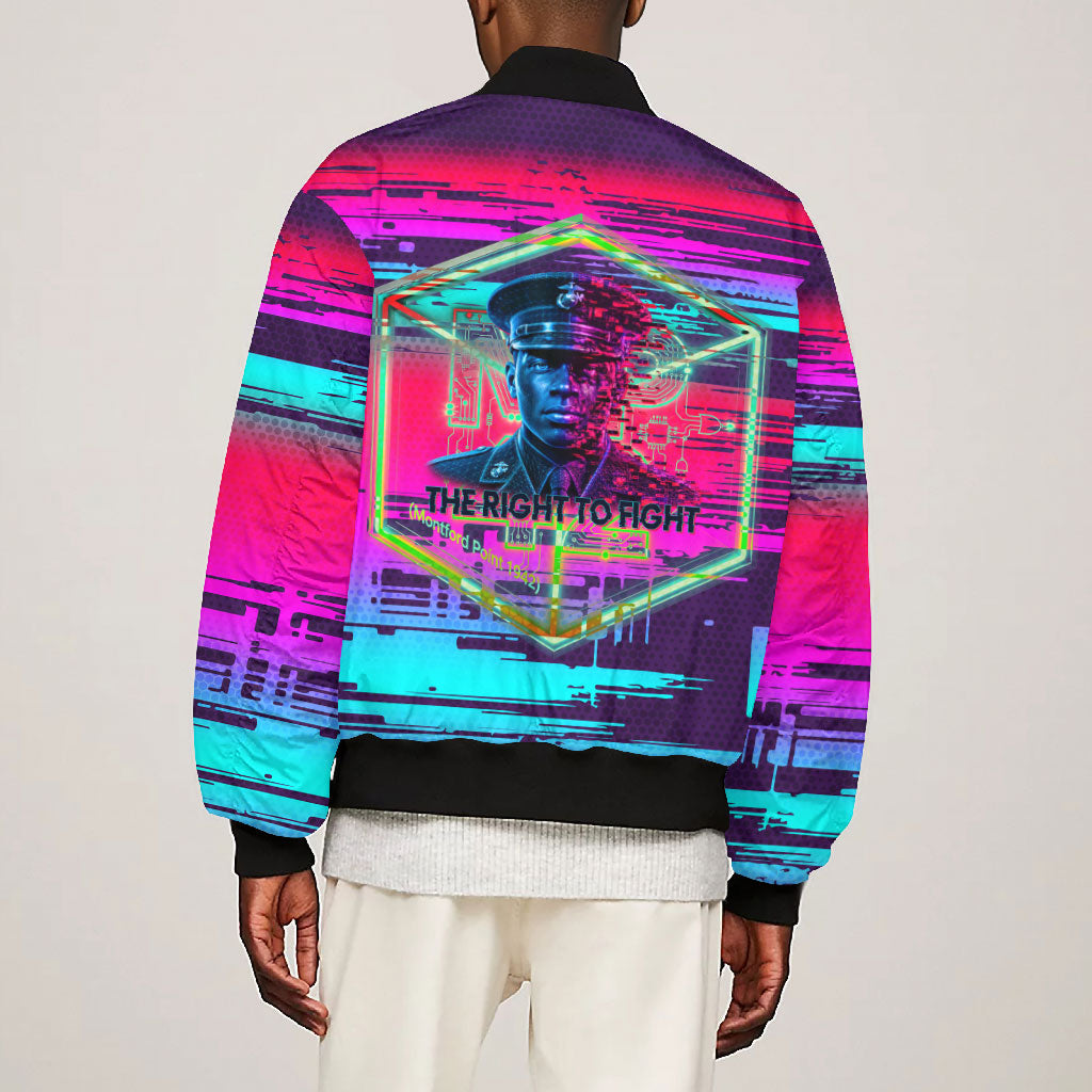 Montford Point Marines Legacy 1942 Bomber Jacket The Right To Fight Retro Glitch Vaporwave Art