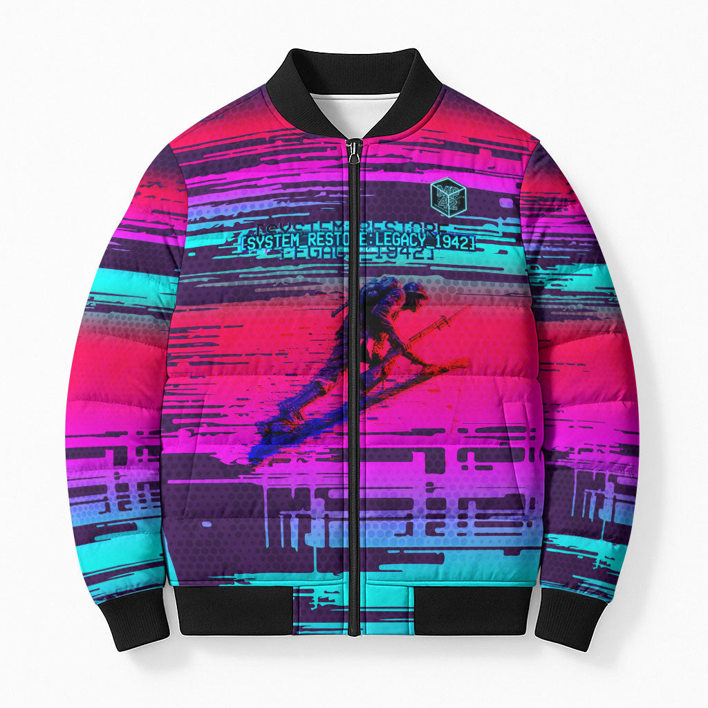 Montford Point Marines Legacy 1942 Bomber Puffer Jacket The Right To Fight Retro Glitch Vaporwave Art
