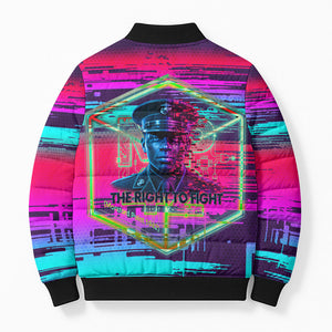 Montford Point Marines Legacy 1942 Bomber Puffer Jacket The Right To Fight Retro Glitch Vaporwave Art