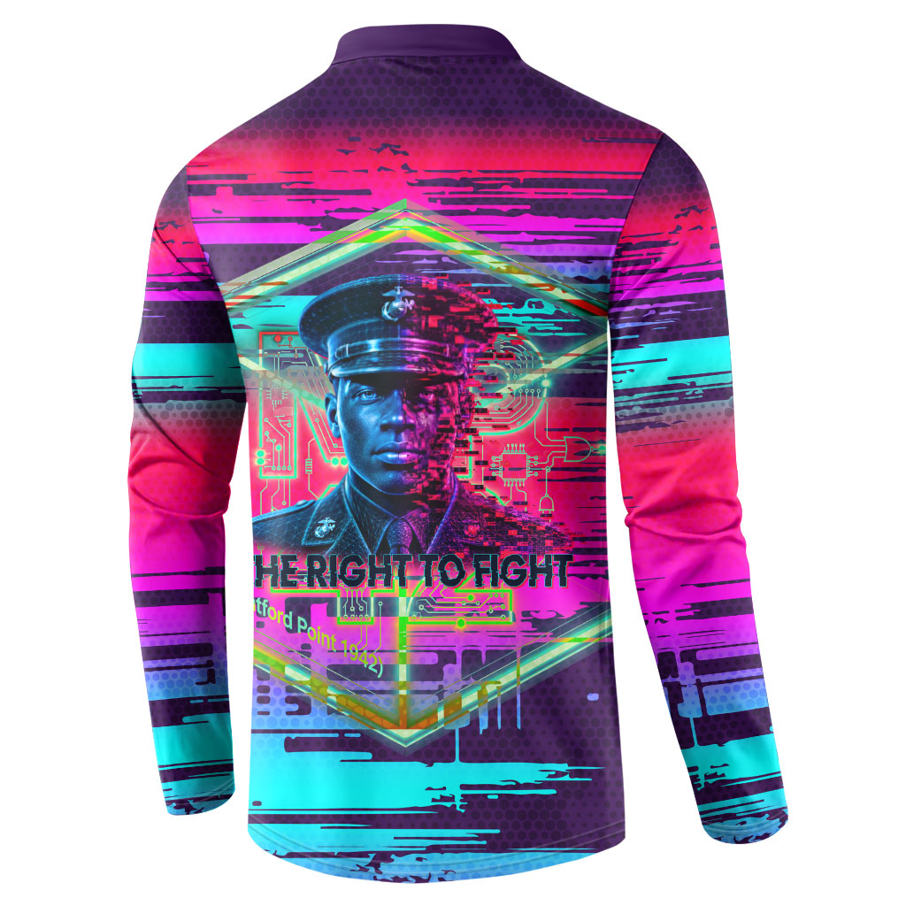 Montford Point Marines Legacy 1942 Button Sweatshirt The Right To Fight Retro Glitch Vaporwave Art