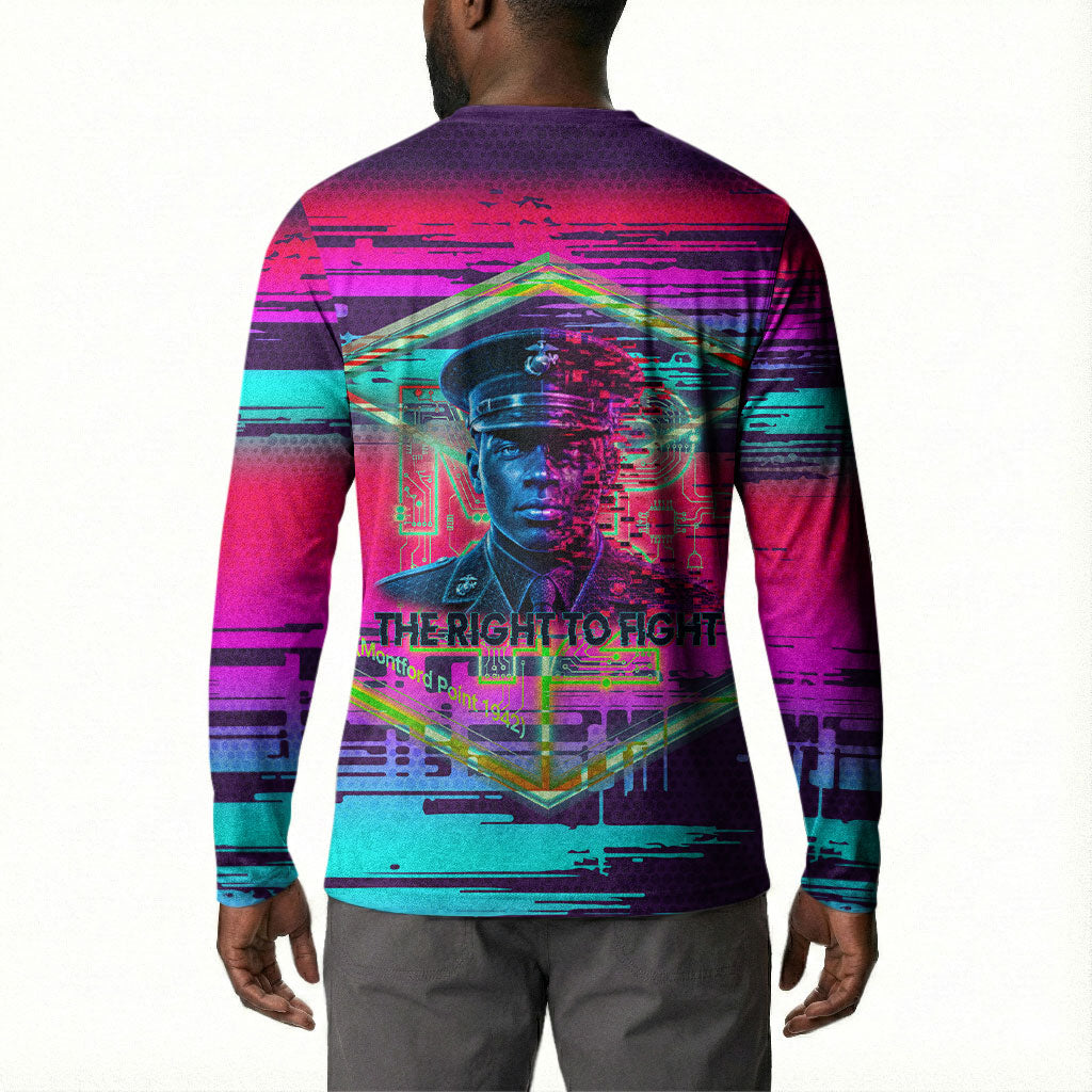 Montford Point Marines Legacy 1942 Button Sweatshirt The Right To Fight Retro Glitch Vaporwave Art