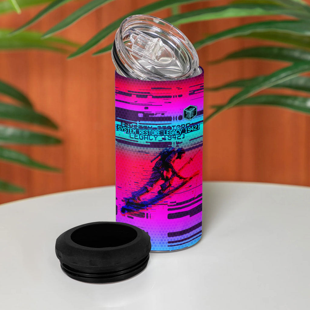 Montford Point Marines Legacy 1942 4 in 1 Can Cooler Tumbler The Right To Fight Retro Glitch Vaporwave Art