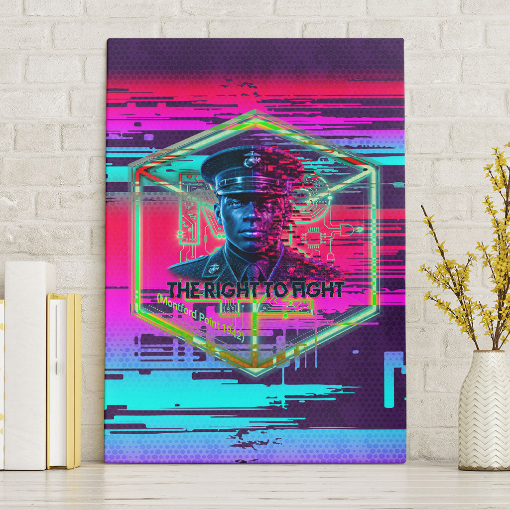 Montford Point Marines Legacy 1942 Canvas Wall Art The Right To Fight Retro Glitch Vaporwave Art