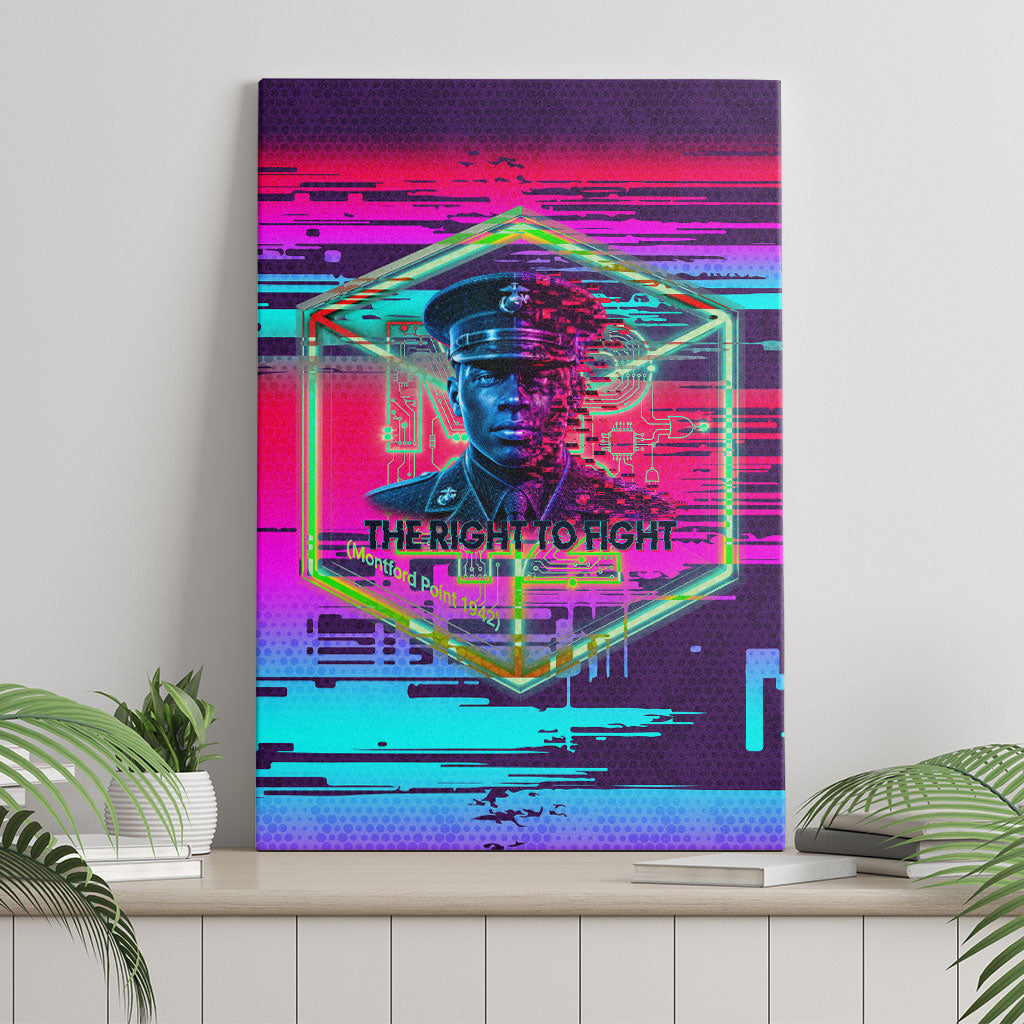 Montford Point Marines Legacy 1942 Canvas Wall Art The Right To Fight Retro Glitch Vaporwave Art