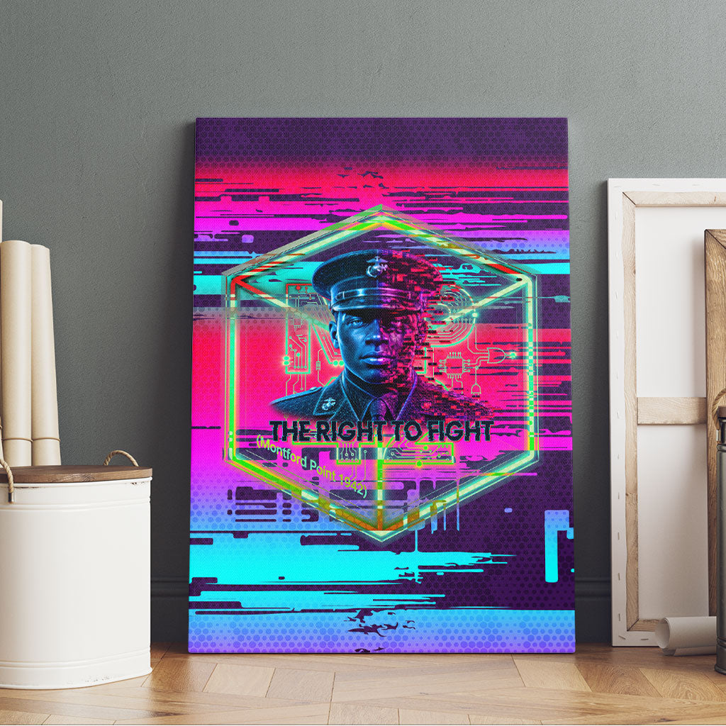 Montford Point Marines Legacy 1942 Canvas Wall Art The Right To Fight Retro Glitch Vaporwave Art
