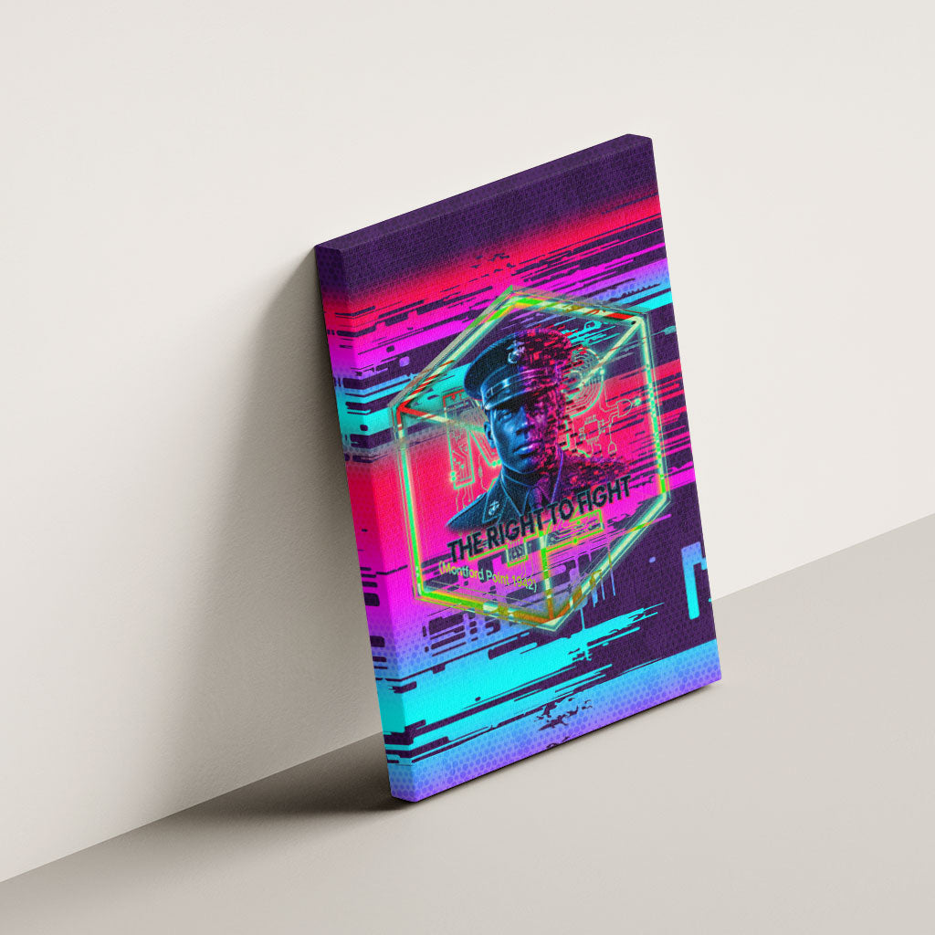 Montford Point Marines Legacy 1942 Canvas Wall Art The Right To Fight Retro Glitch Vaporwave Art