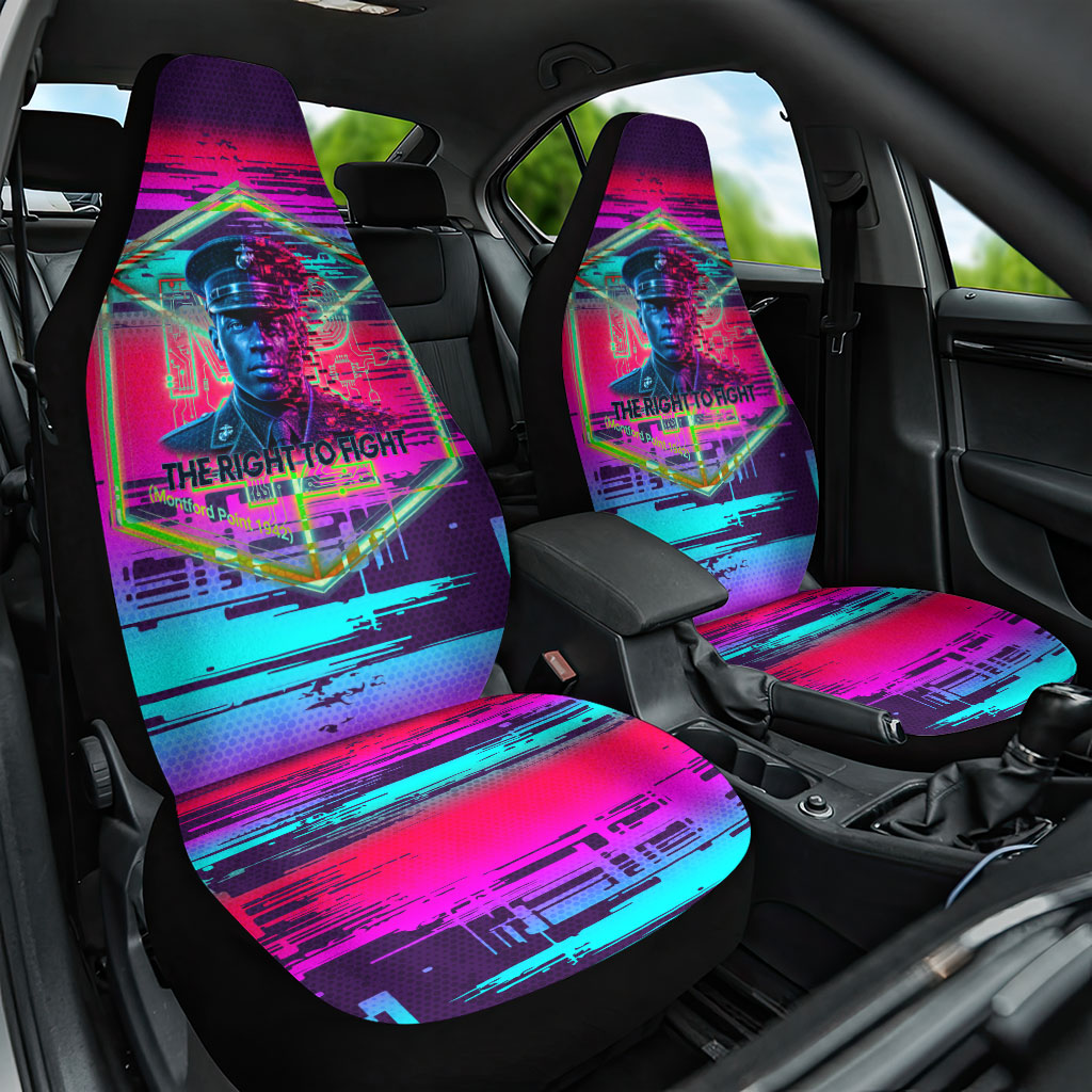 Montford Point Marines Legacy 1942 Car Seat Cover The Right To Fight Retro Glitch Vaporwave Art