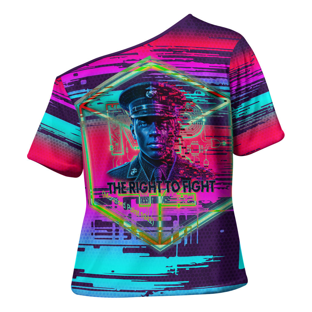 Montford Point Marines Legacy 1942 Cross Shoulder Shirt The Right To Fight Retro Glitch Vaporwave Art