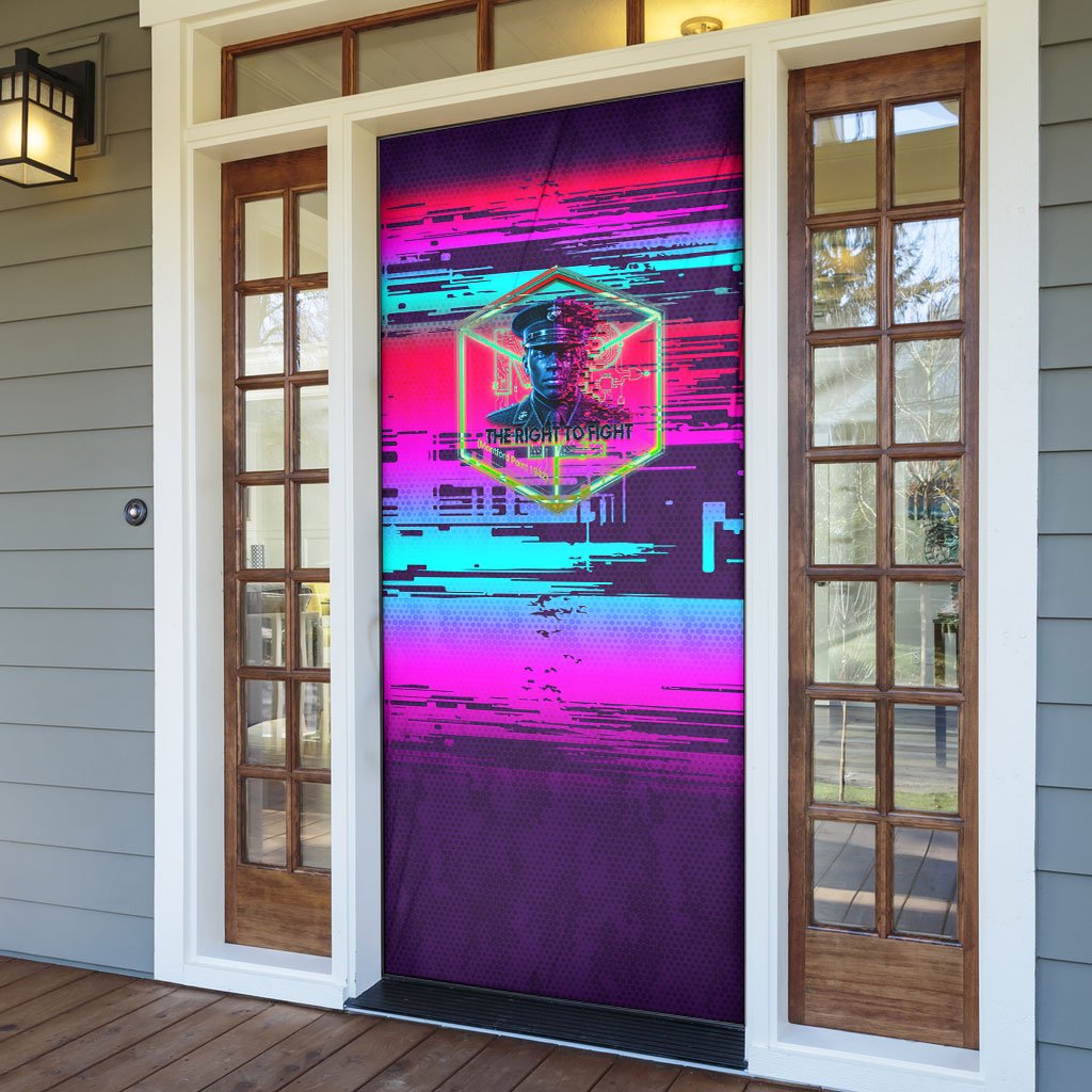 Montford Point Marines Legacy 1942 Door Cover The Right To Fight Retro Glitch Vaporwave Art