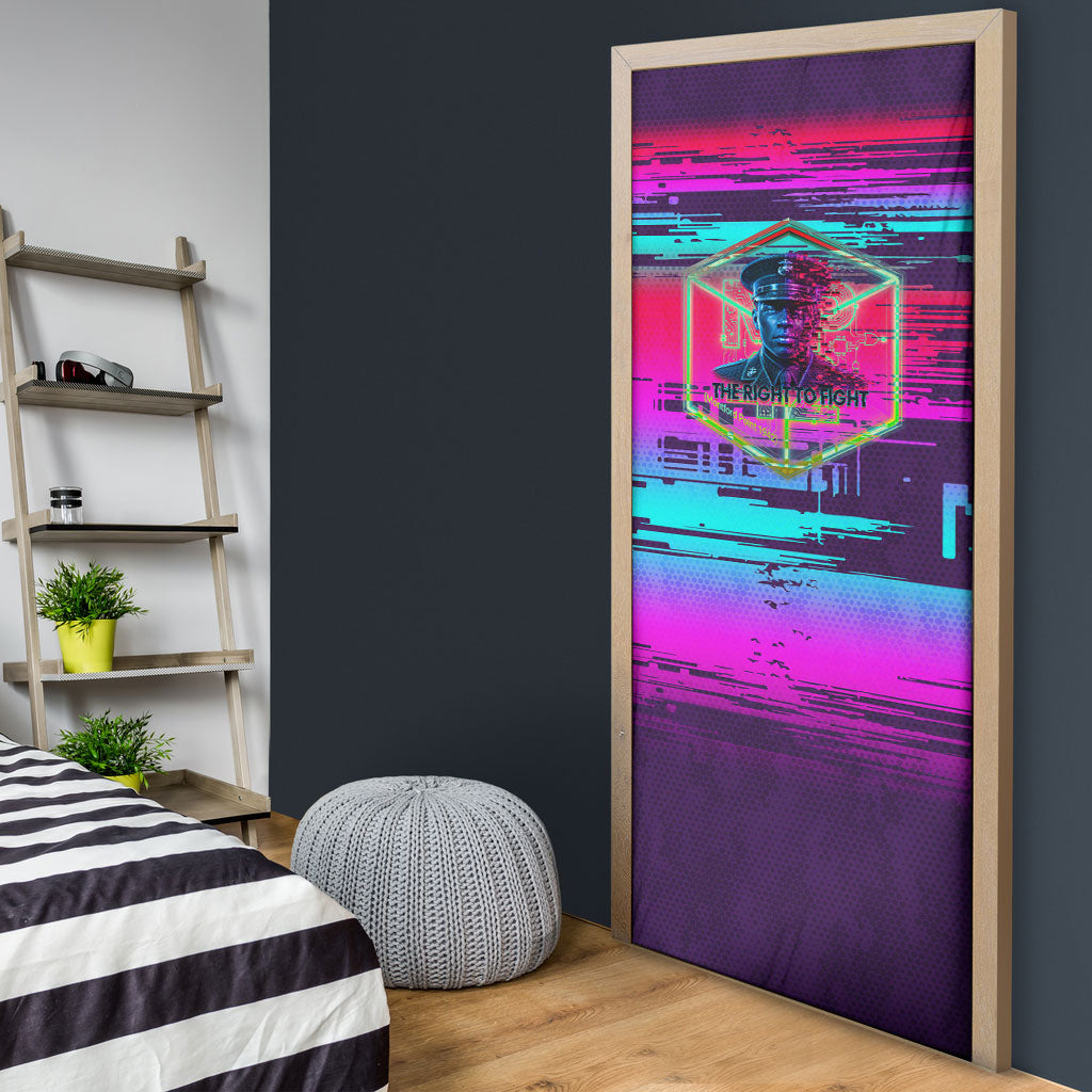Montford Point Marines Legacy 1942 Door Cover The Right To Fight Retro Glitch Vaporwave Art