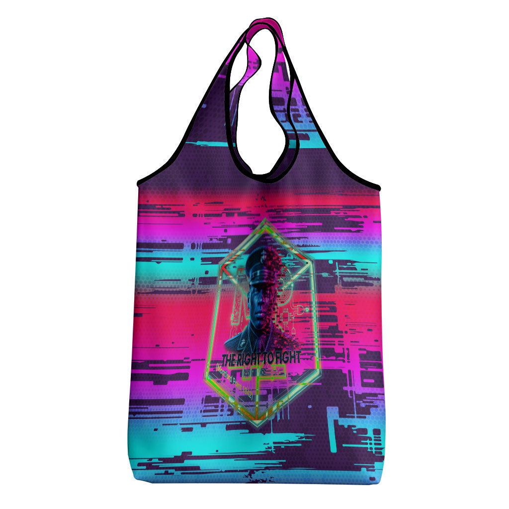 Montford Point Marines Legacy 1942 Grocery Bag The Right To Fight Retro Glitch Vaporwave Art