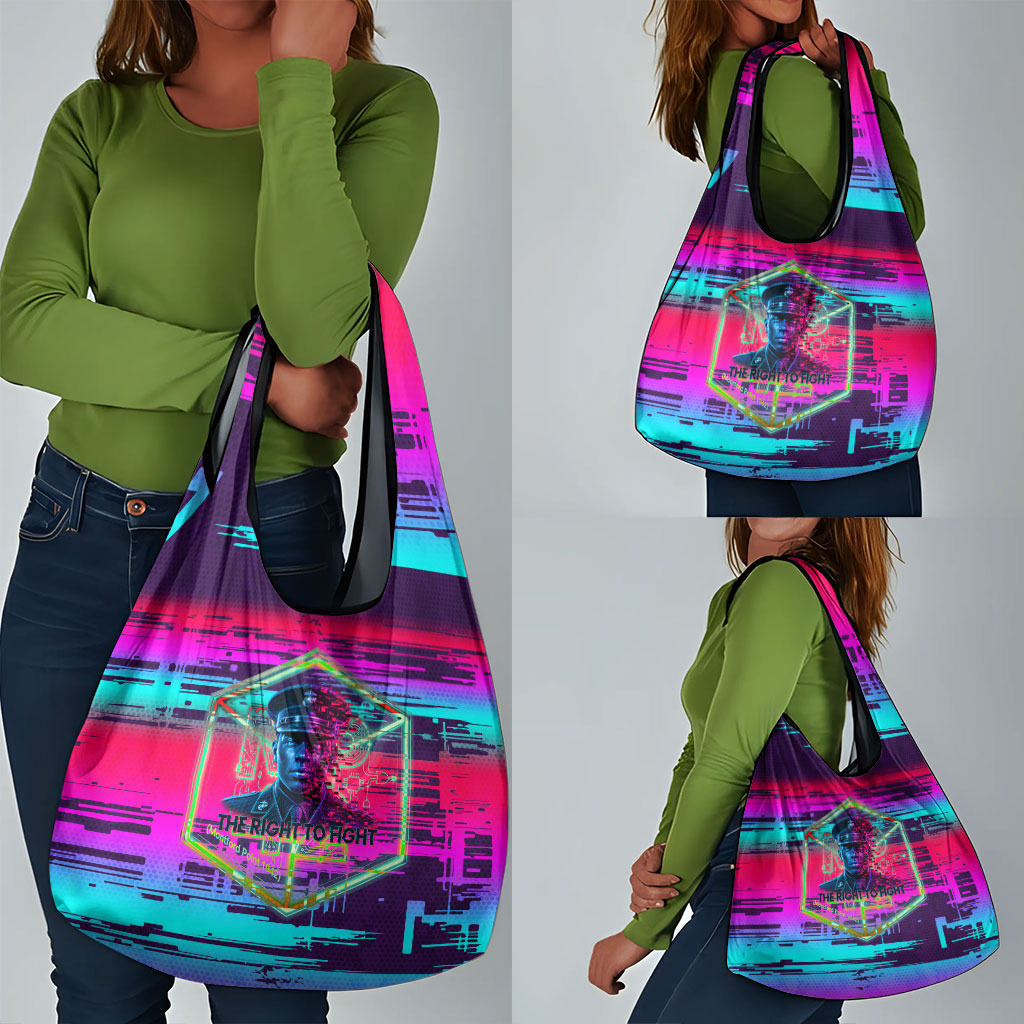 Montford Point Marines Legacy 1942 Grocery Bag The Right To Fight Retro Glitch Vaporwave Art