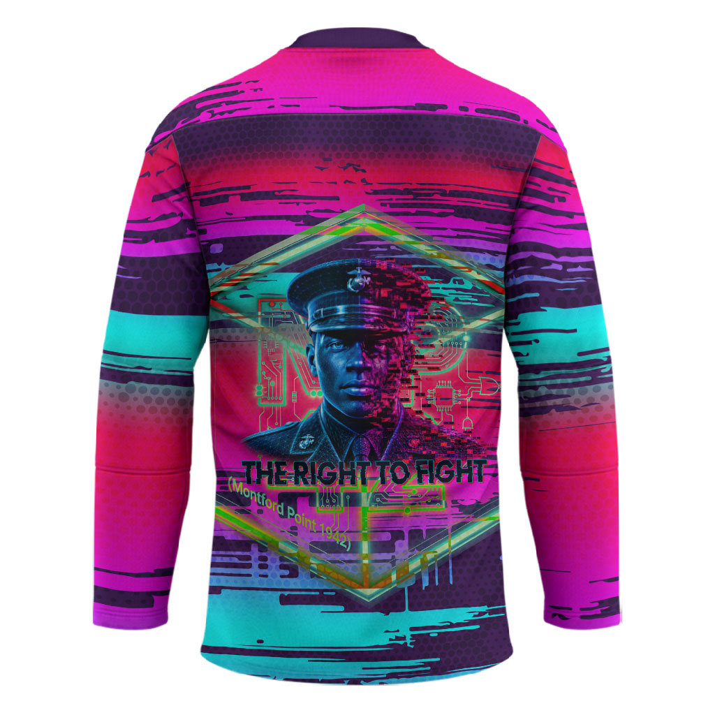 Montford Point Marines Legacy 1942 Hockey Jersey The Right To Fight Retro Glitch Vaporwave Art
