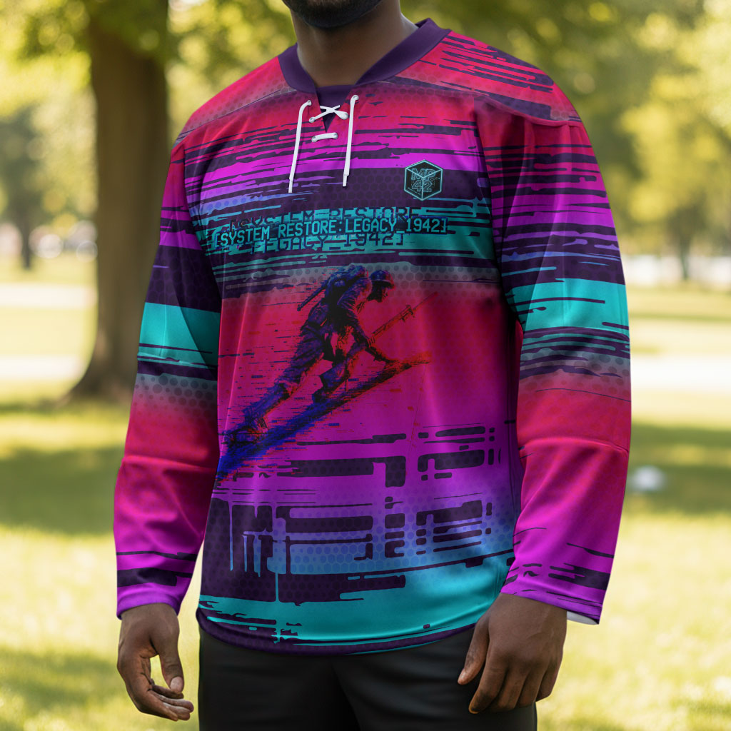 Montford Point Marines Legacy 1942 Hockey Jersey The Right To Fight Retro Glitch Vaporwave Art