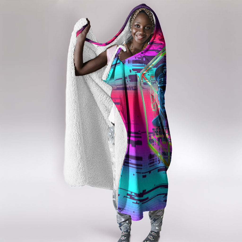 Montford Point Marines Legacy 1942 Hooded Blanket The Right To Fight Retro Glitch Vaporwave Art