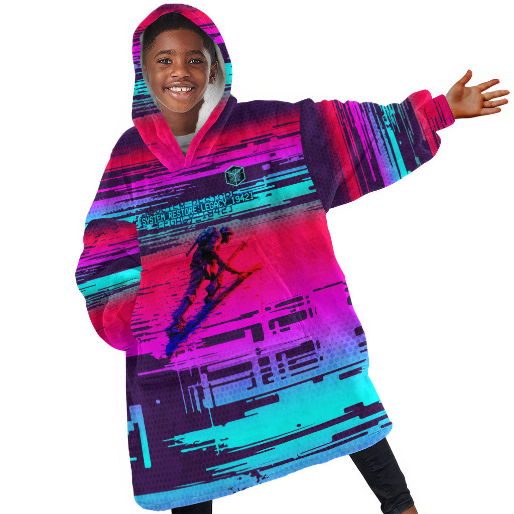 Montford Point Marines Legacy 1942 Kid Wearable Blanket Hoodie The Right To Fight Retro Glitch Vaporwave Art