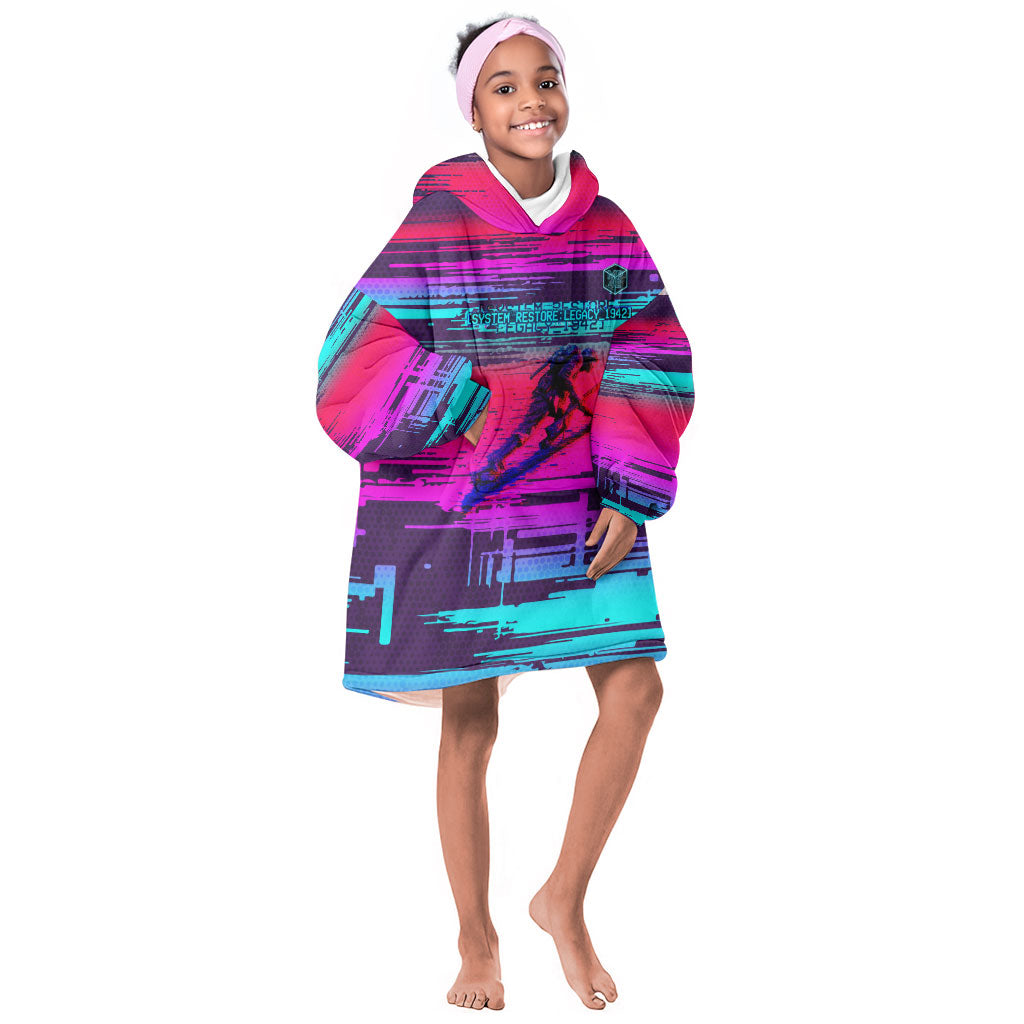 Montford Point Marines Legacy 1942 Kid Wearable Blanket Hoodie The Right To Fight Retro Glitch Vaporwave Art