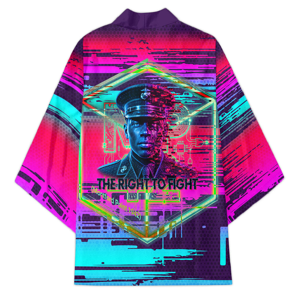 Montford Point Marines Legacy 1942 Kimono The Right To Fight Retro Glitch Vaporwave Art