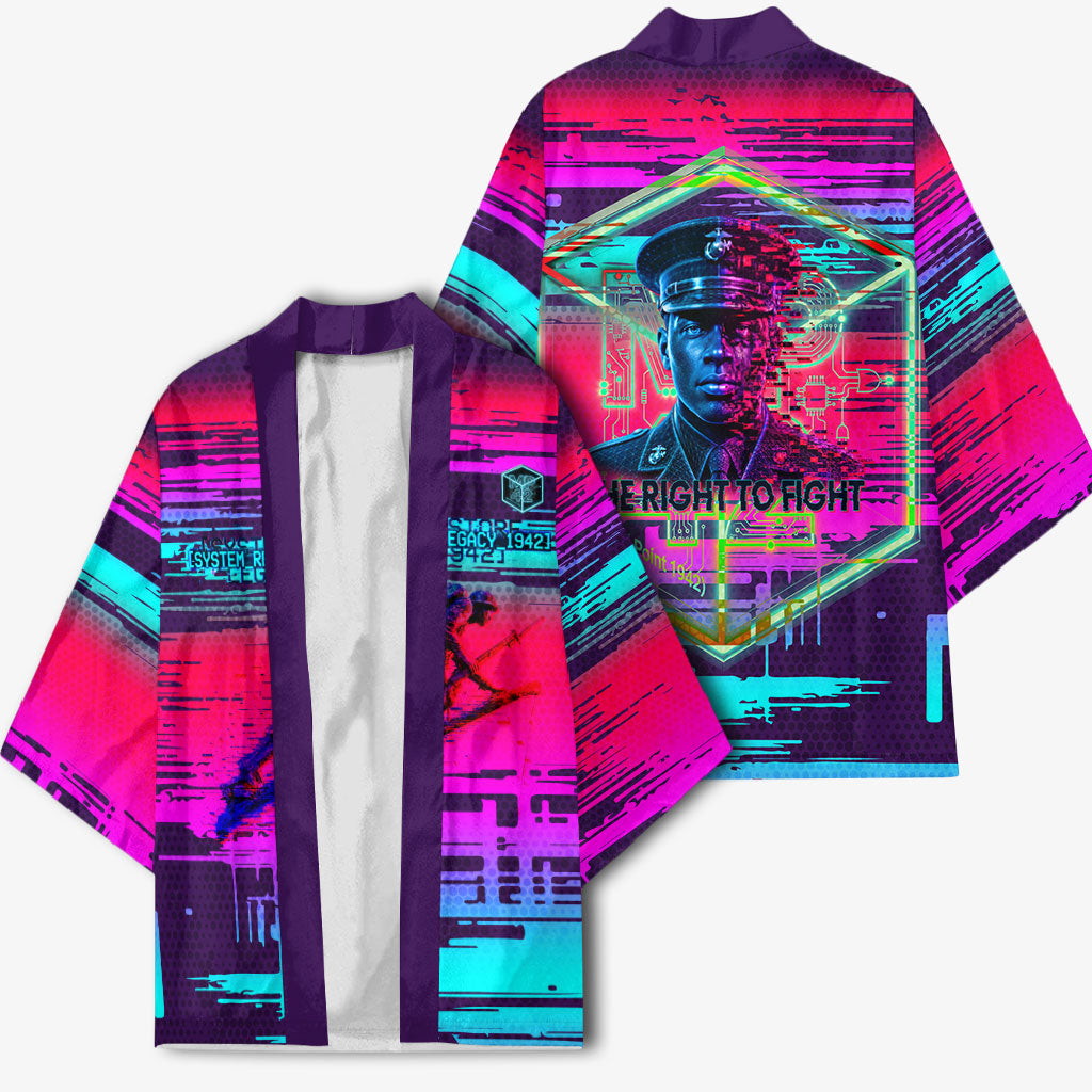Montford Point Marines Legacy 1942 Kimono The Right To Fight Retro Glitch Vaporwave Art