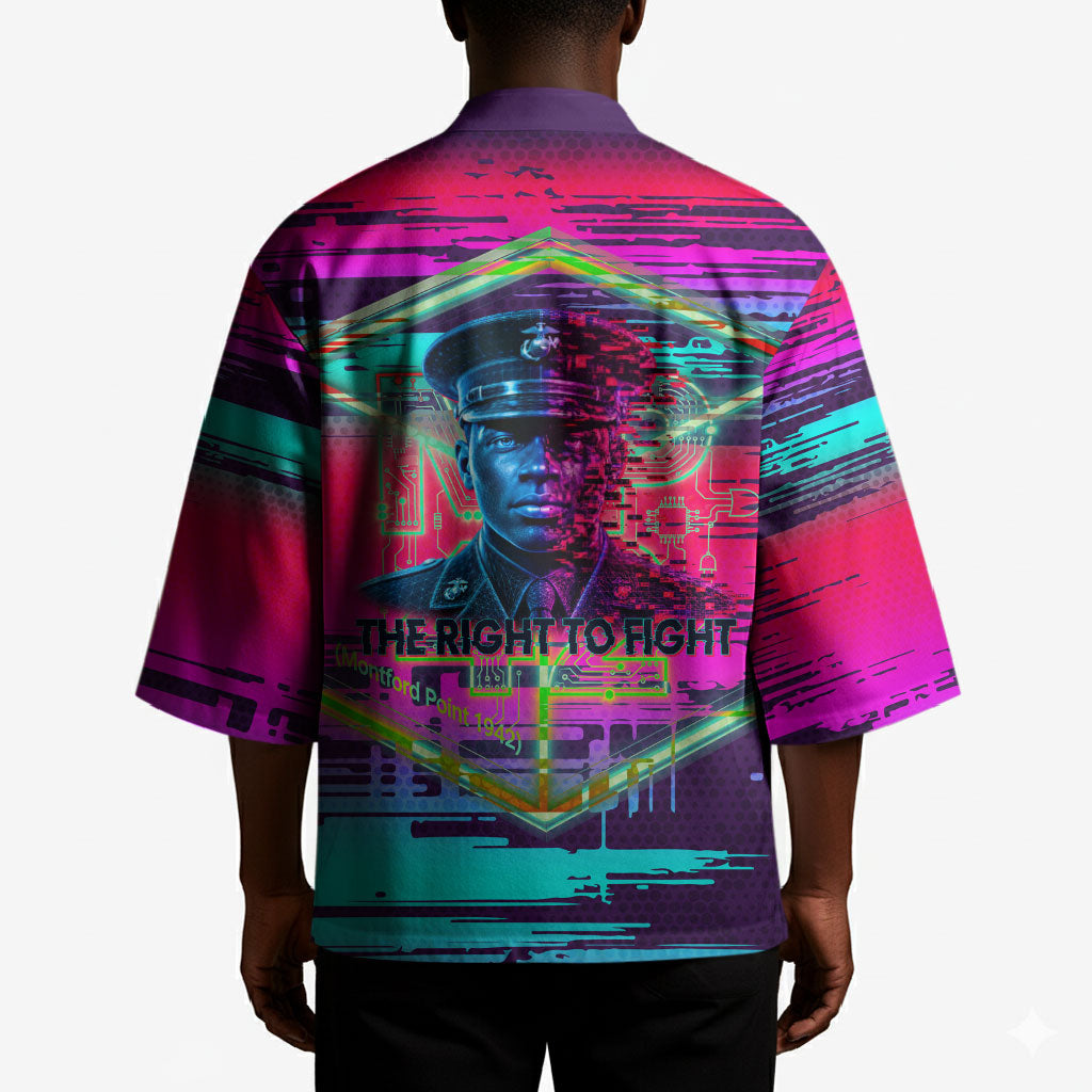 Montford Point Marines Legacy 1942 Kimono The Right To Fight Retro Glitch Vaporwave Art