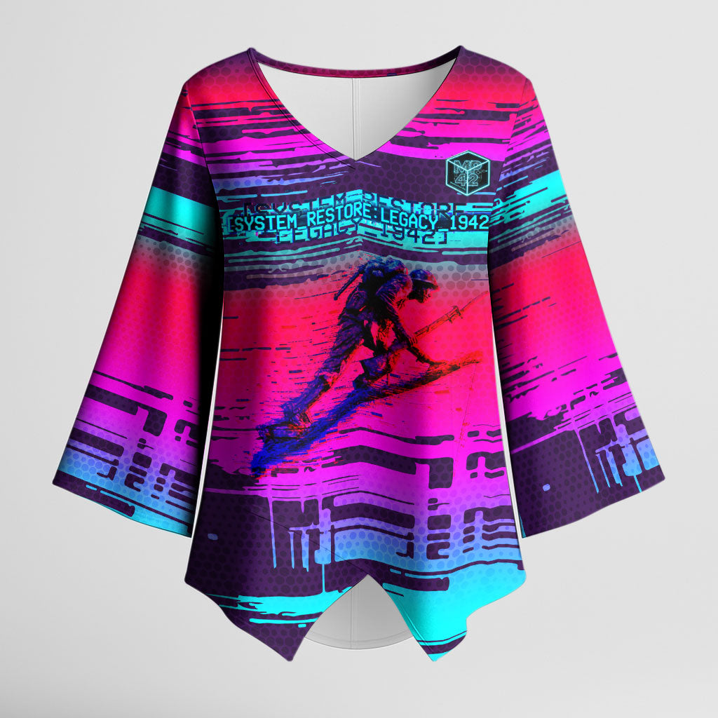 Montford Point Marines Legacy 1942 Kimono Sleeve Blouse The Right To Fight Retro Glitch Vaporwave Art