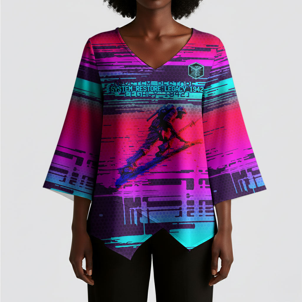 Montford Point Marines Legacy 1942 Kimono Sleeve Blouse The Right To Fight Retro Glitch Vaporwave Art