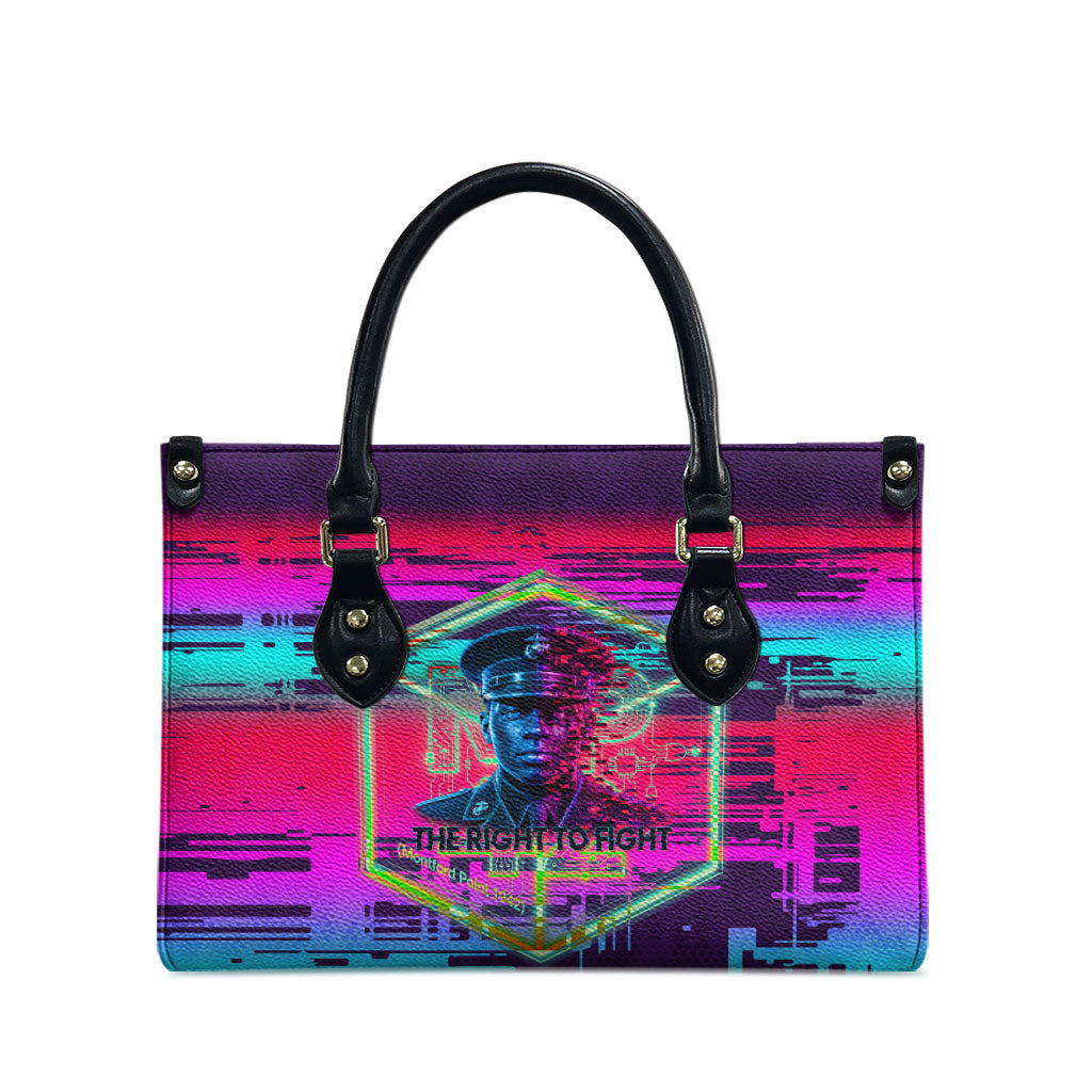 Montford Point Marines Legacy 1942 Leather Bag The Right To Fight Retro Glitch Vaporwave Art
