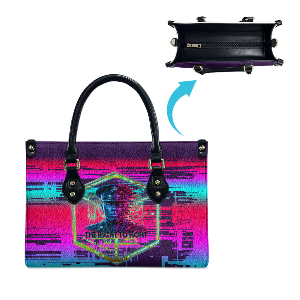 Montford Point Marines Legacy 1942 Leather Bag The Right To Fight Retro Glitch Vaporwave Art