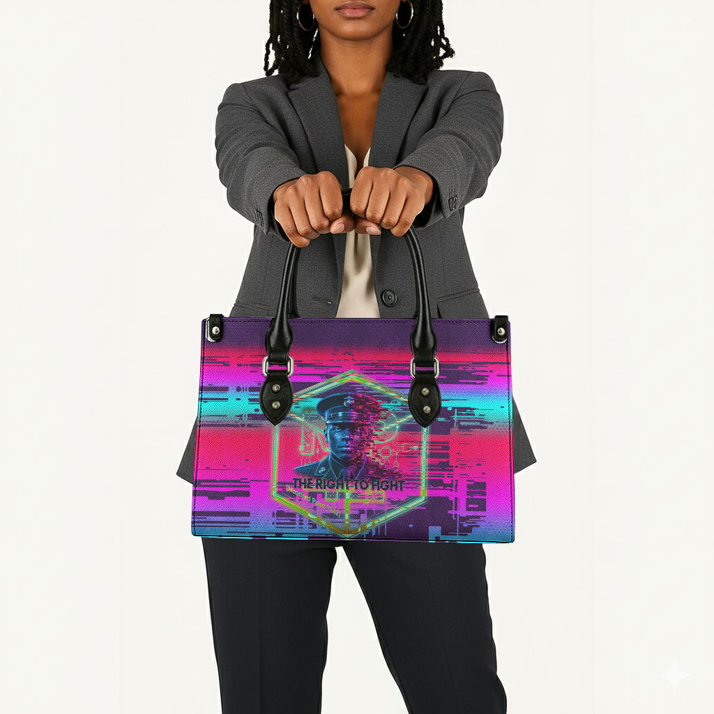 Montford Point Marines Legacy 1942 Leather Bag The Right To Fight Retro Glitch Vaporwave Art