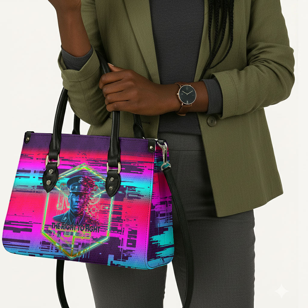 Montford Point Marines Legacy 1942 Leather Bag The Right To Fight Retro Glitch Vaporwave Art