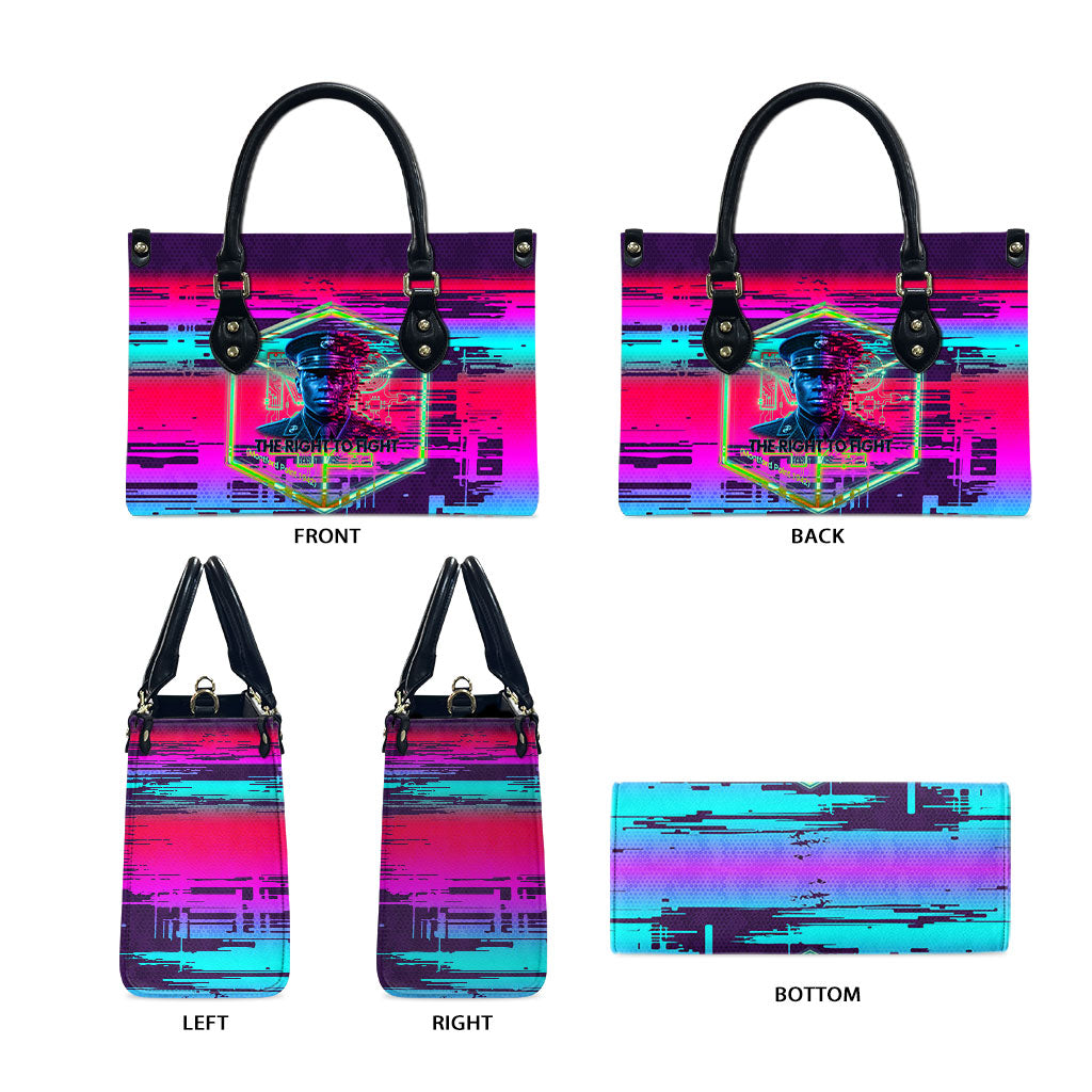 Montford Point Marines Legacy 1942 Leather Bag The Right To Fight Retro Glitch Vaporwave Art