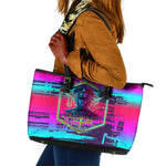 Montford Point Marines Legacy 1942 Leather Tote Bag The Right To Fight Retro Glitch Vaporwave Art