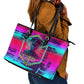 Montford Point Marines Legacy 1942 Leather Tote Bag The Right To Fight Retro Glitch Vaporwave Art