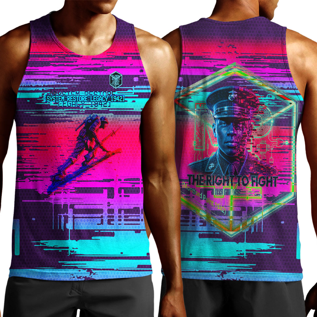 Montford Point Marines Legacy 1942 Men Tank Top The Right To Fight Retro Glitch Vaporwave Art