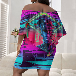 Montford Point Marines Legacy 1942 Off Shoulder Short Dress The Right To Fight Retro Glitch Vaporwave Art